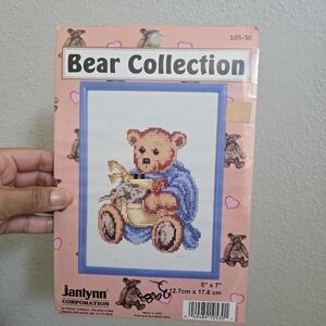 Vintage Janlynn Bear Cross Stitch Set Made In USA New